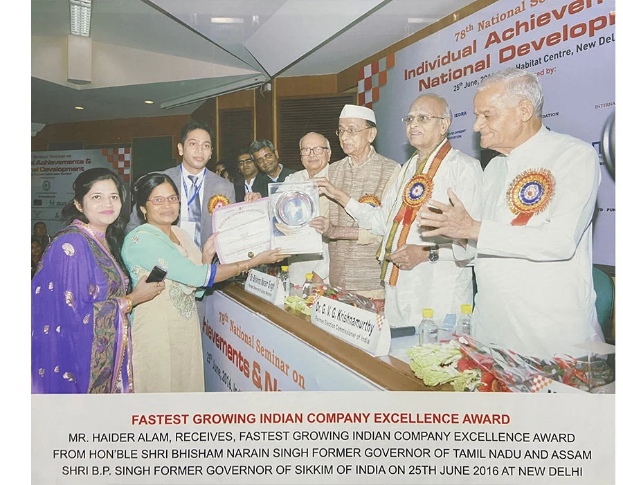 Fastest growing Indian Company Execellence Award