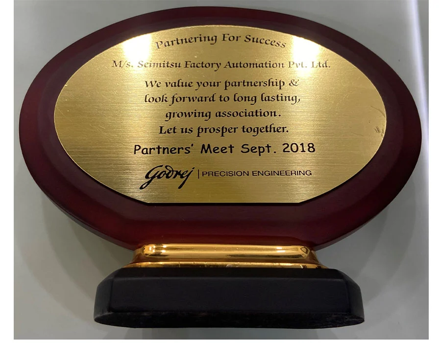 Appreciation certificate from Godrej in 2018